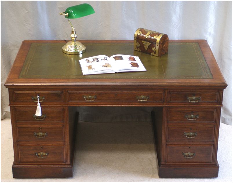 2060 Antique Victorian Mahogany Pedestal Desk (2)